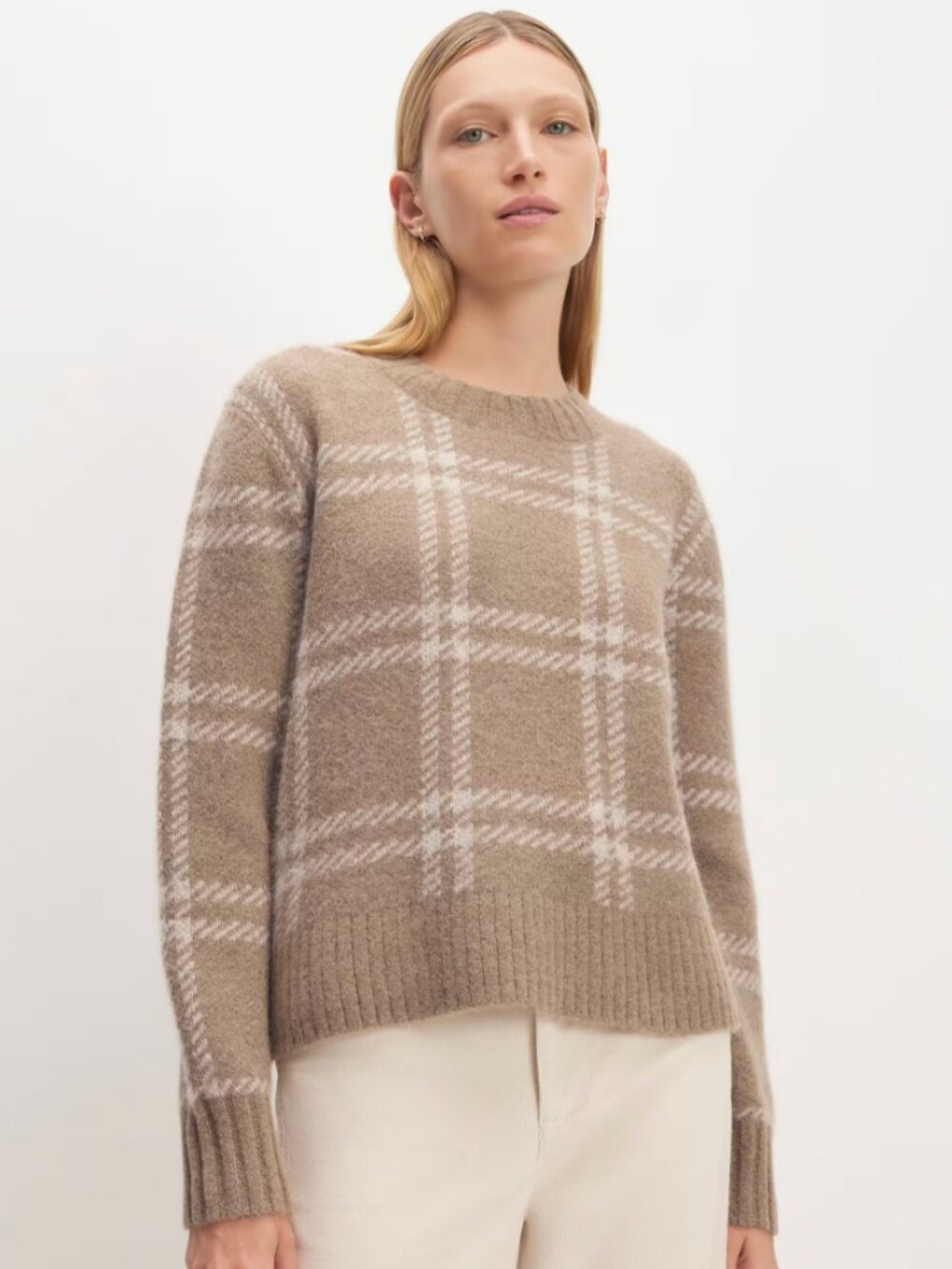 Everlane The Alpaca Cropped Crewneck Tan Sweater Size Small